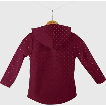 Panel se střihem 92 softshell bunda bílé puntíky na bordó