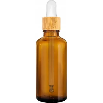 Láhev SKLENĚNÁ LÁHEV 100ML HNĚDÁ S BAMBUSOVOU PIPETOU