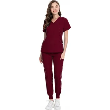 DÁMSKÝ ZDRAVOTNICKÝ KOMPLET SCRUB UNIFORM, MODEL CURE BARVA BURGUNDSKÁ VELIKOST S