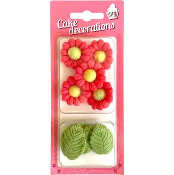 Čokoláda Hospodyňkám.cz Cukrová dekorace Listy a červené květy