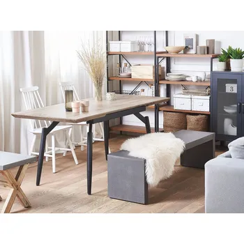 Rozkládací jídelní stůl tmavé dřevo MDF kov 140/180 x 80 cm obdélníkový tvar 6místný moderní styl kuchyně jídelna Beliani