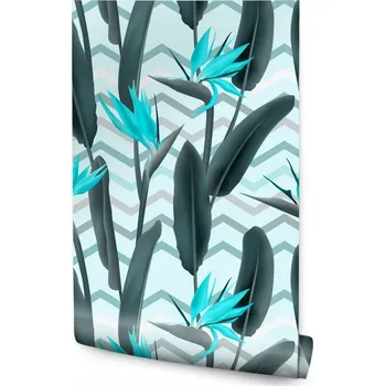 Fototapeta Tapeta moderní listy s květy do obýváku