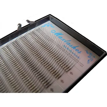 Umělé řasy Hedvábné řasy 2D, délka 12 mm, tloušťka 0,15, zakřivení D, z jedné vyrůstají 2 řasy, 12 proužků