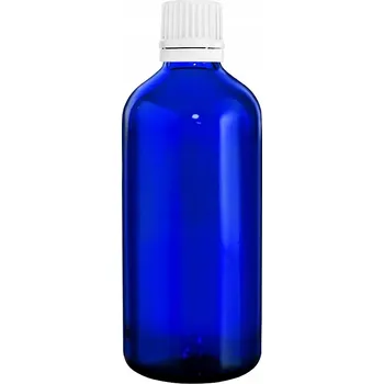 Láhev SKLENĚNÁ LAHVIČKA MODRÁ 100ML S PLASTOVÝM VÍČKEM