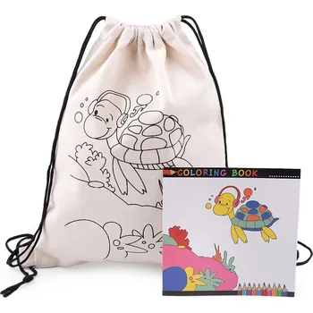 Výtvárné potřeby Bavlněný pytlík / vak na přezůvky k domalování 27x35 cm, barva 4 režná světlá želva