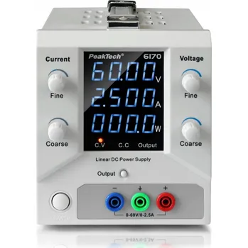 Laboratorní zdroj LABORATORNÍ ZDROJ 60V 2,5A SELV PeakTech PRECIZNÍ REGULOVATELNÝ LED