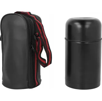 Termoska MÓDNÍ TERMOSKA NA JÍDLO NEREZOVÁ OCELOVÁ NÁDOBA NA POLÉVKU OBĚD 600ML ČERNÝ