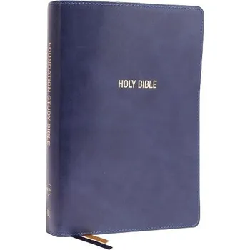 NKJV, Foundation Study Bible, Large Print, Leathersoft, Blue, Red Letter, Comfort Print - Nelson, Thomas