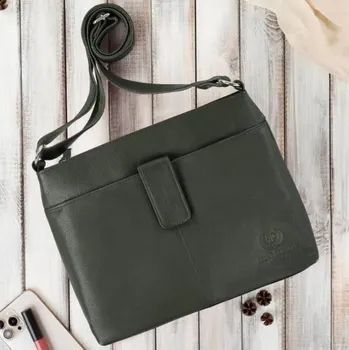 Kabelka Dámská kožená taška přes rameno Paolo Peruzzi klasická; zelená SKL