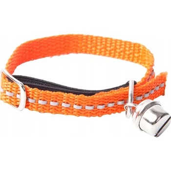 Obojek pro psa Obojek se zvonkem, látkový, pro kočky Dingo, velikost 29 cm - 32 cm, oranžový