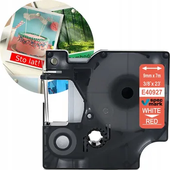 Pásek do tiskárny Páska do DYMO D1 40927 9mm Červená s bílým potiskem S0720700 červená