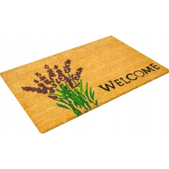 Rohožka 40x60 cm DEKORATIVNÍ KOKOSOVÁ ROHOŽKA S GUMOVOU PODLOŽKOU WELCOME - Levandule