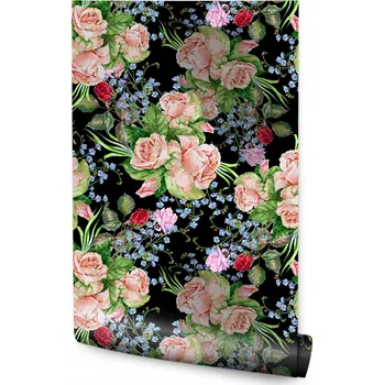 Fototapeta Tapeta Akvarelové Květiny růže Rostliny Vintage Styl