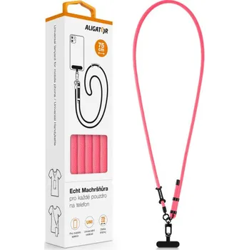 Univerzální šňůrka na mobil (Echt Machršňůra) Aligator pod kryt růžová