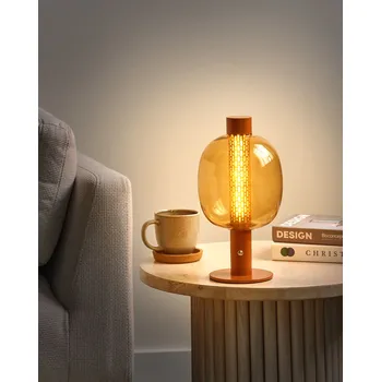 Stolní lampa hnědá LED bezdrátová hliníková skleněné stínidlo vnitřní moderní Beliani