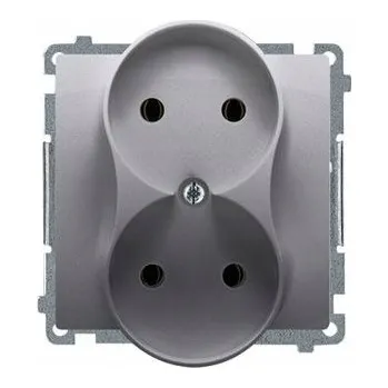 Elektrická zásuvka SIMON BASIC dvojitá zásuvka BMG2M.01/21 STŘÍBRNÁ