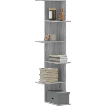 police zahrada-XL Nástěnná rohová police šedá sonoma 36,5x36,5x140 cm kompozit 852632