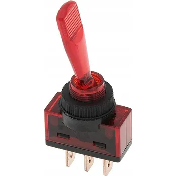 vypínač PODSVÍCENÝ PÁČKOVÝ PŘEPÍNAČ DO AUTA ASW-13 12V 20A ČERVENÝ