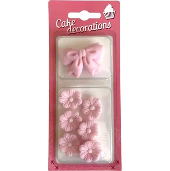 Čokoláda Hospodyňkám.cz Cukrová dekorace Růžové mašle a květy