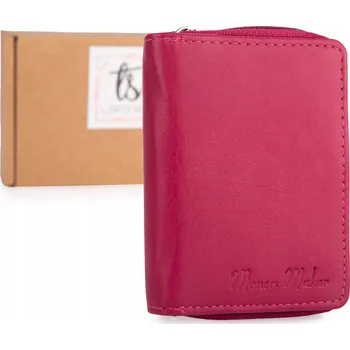 Dámská peněženka růžová malá kapesní kožená RFID z měkké přírodní kůže.