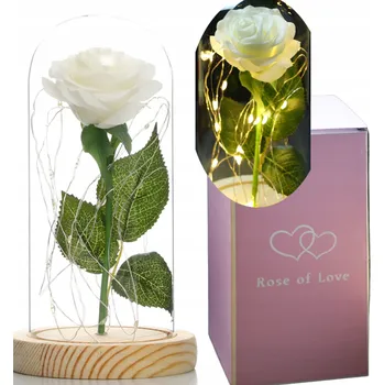 umělá květina BÍLÁ UMĚLÁ STABILIZOVANÁ RŮŽE DÁREK KE DNI BABIČEK