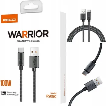 Datový kabel Kabel Recci USB - USB typ C 1,2 m černý