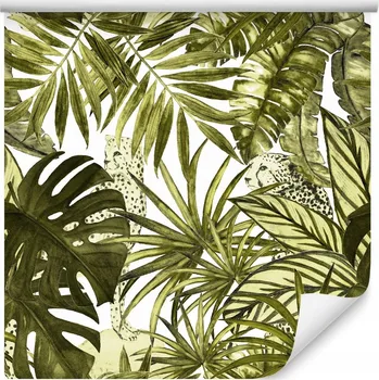 Fototapeta Tapeta do obýváku tropické listy divoké kočky