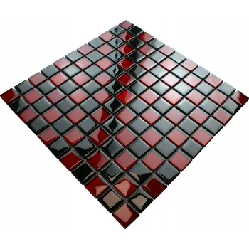 Obklad Skleněná mozaika Englass 30 x 30 cm černá, odstíny červené
