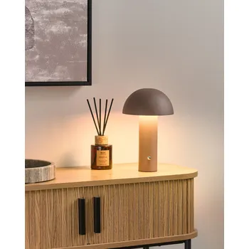 Lampička Stolní lampa hnědá LED bezdrátová železo vnitřní venkovní ve tvaru houby moderní Beliani