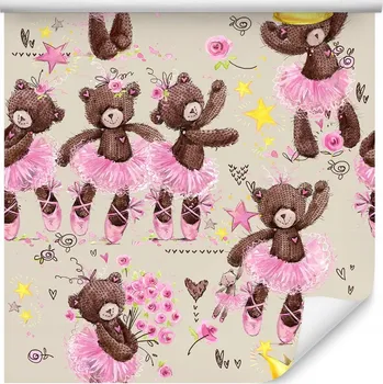 Tapeta Tapeta pro dívky medvídci hvězdičky květiny růže