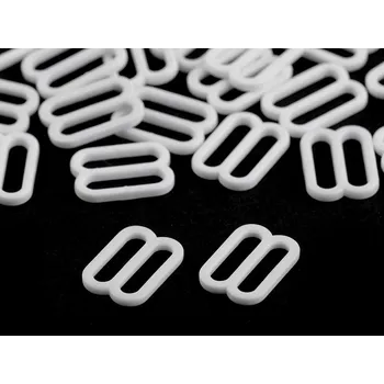 Posunovač a kroužek na prádlo šíře 12 mm plastový, barva 1 bílá posunovač