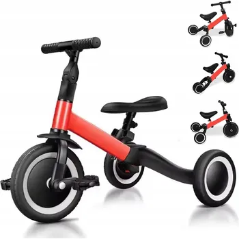 Odrážedlo Rowerek biegowy 4w1 dvoukolový nebo tříkolový, červený + pedály