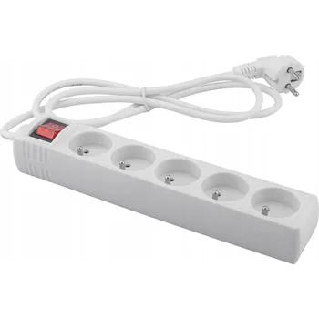 Napájecí kabel Prodlužovací Kabel Zásuvková Lišta 5 zásuvek s uzemněním + vypínač 1,5 m