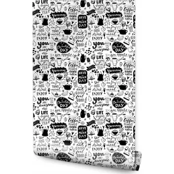 Fototapeta Tapeta s motivem káva, typografie a nápisů do kuchyně nebo jídelny