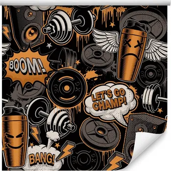 Fototapeta Tapeta GRAFFITI Sport Posilovna Závaží Nápisy 3D