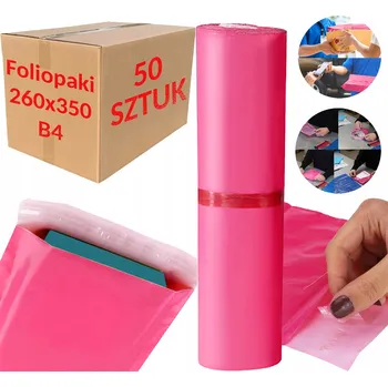 Obálka Plastové Obálky B4 260x350 mm Růžové Obálky pro Balení - 50 ks