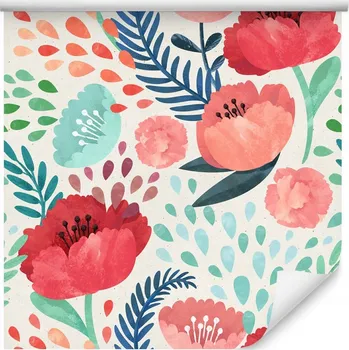 Tapeta 10m RETRO TAPETA do jídelny květiny listy příroda