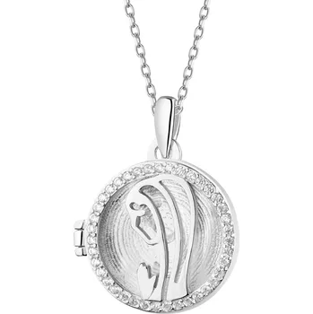 Přívěsek Stříbrný přívěsek se zirkony - otevírací medailon - Matka Boží - AP539-2660