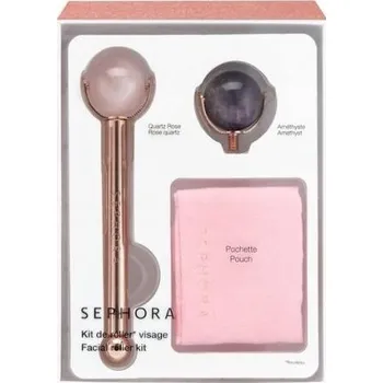 Masážní přístroj Sephora SADA masážní přístroj roller na obličej křemen + ametyst + POUZDRO