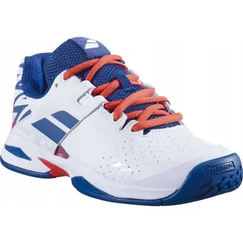 Pánská tenisová obuv TENISOVÉ BOTY PRO JUNIORY BABOLAT PROPULSE ALL COURT BÍLÉ/MODRÉ 38,5