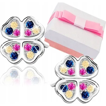 Náušnice STŘÍBRNÉ NÁUŠNICE JETELOVÉ LÍSTKY PRO DÍVKY STŘÍBRO 925