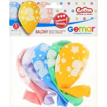 Balony Premium Hel z nadr. 2, 13" op. 5szt., GoDan