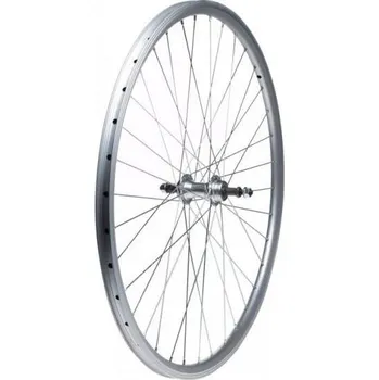 Zapletené kolo ZADNÍ KOLO 26" DVOUSTĚNNÉ PRO VOLNOBĚŽKU SHIMANO 7 RYCHLOSTÍ STŘÍBRNÉ