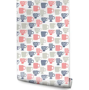 Fototapeta Tapeta barevné puntíky šálky hrnky do kuchyně