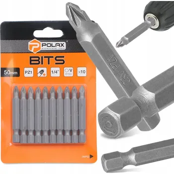 Bit 10x BIT DO ŠROUBOVÁKU PZ1 50mm Magnetický hrot 1/4 Pozidriv - SOLIDNÍ
