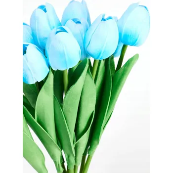 umělá květina TULIPÁNY UMĚLÉ KVĚTY TULIPÁNY 34CM MODRÁ KYTICE 10 KS