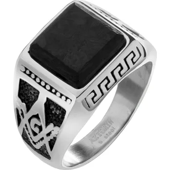 Prsten Pečetní prsten z ušlechtilé oceli se smaltem - AZ537-2078