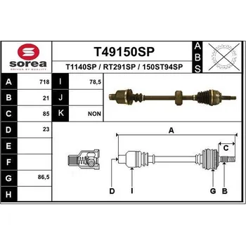 Hřídel nápravy Hnací hřídel EAI T49150SP