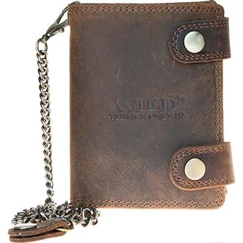 Peněženka Kožená peněženka Wild things only s 45 cm dlouhým kovovým řetězem a karabinkou (RFID)
