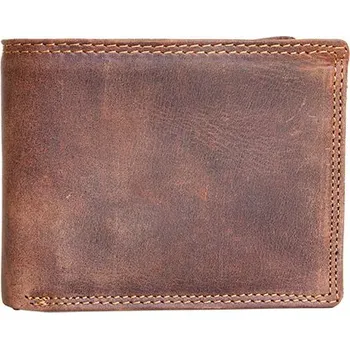 Peněženka Celá kožená klasická peněženka z pevné kůže bez značek a nápisů s ochranou dat (RFID)